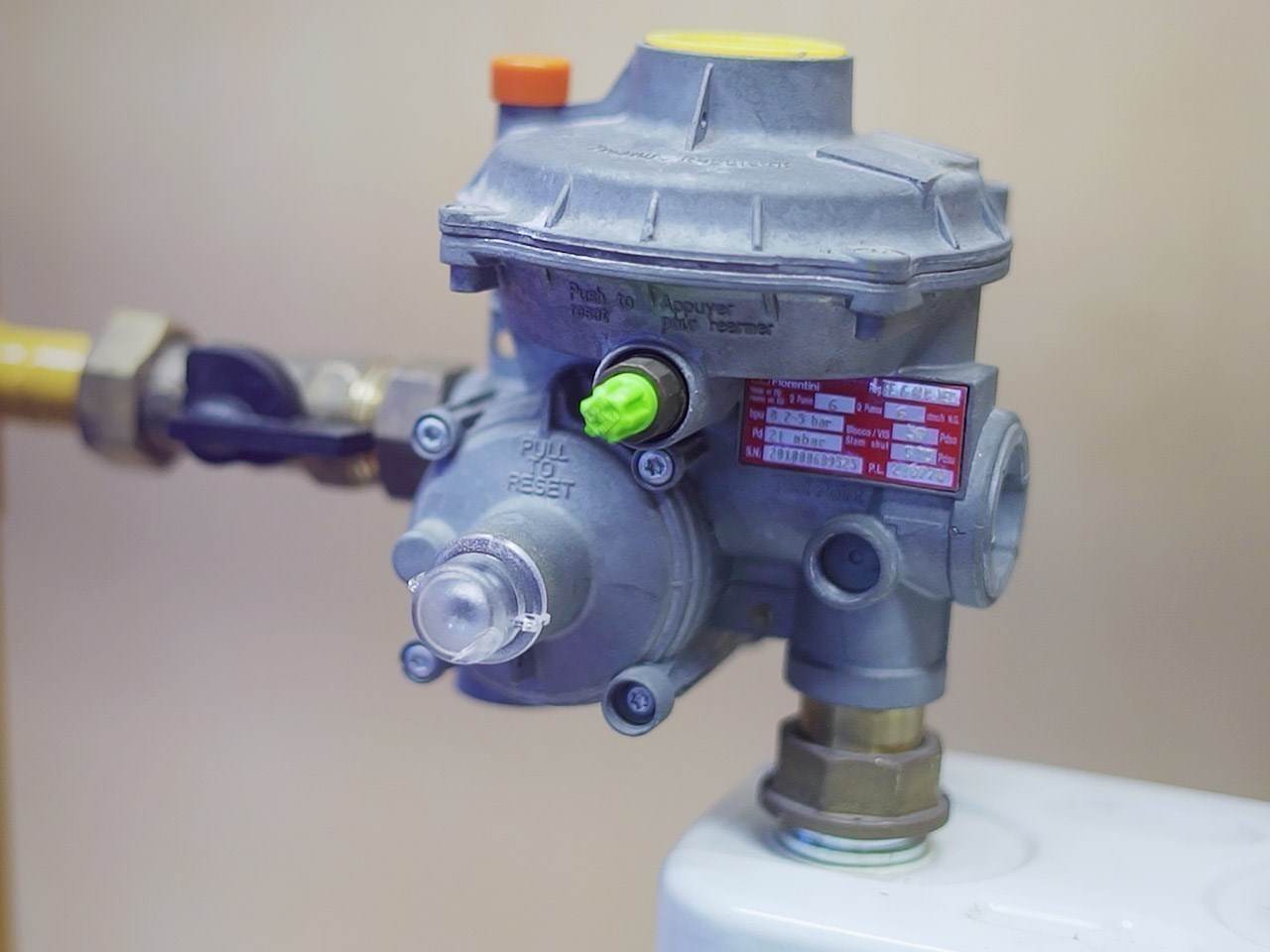 Redutor de gás natural - botão verde